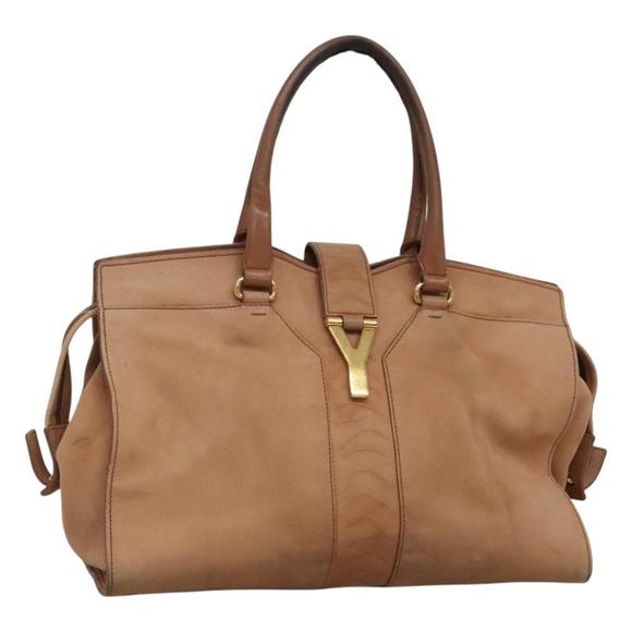 SAINT LAURENT Cavas Chic Hand Bag Leather Brown Gold 279079 Auth hk2167 - Picture 1 of 16